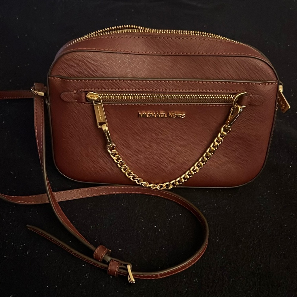 Michael Kors purse, authentic maroon with gold hardware ￼
